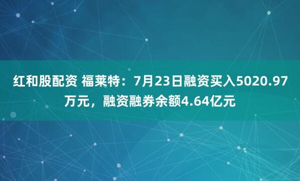 红和股配资 福莱特：7月23日融资买入5020.97万元，融资融券余额4.64亿元